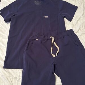 Figs Deep Blue V-Neck Scrub Top